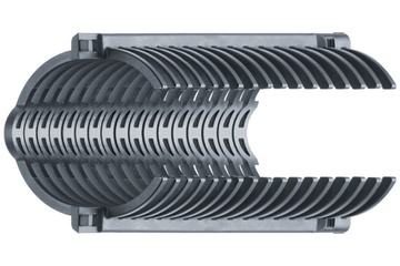 Conjunto e-rib | Fortalece mangueiras corrugadas em máquinas CNC | Largura nominal: 36 mm