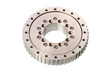 Anel rotativo iglidur® PRT-01, anel exterior dentado fabricado em aço inoxidável, elementos deslizantes fabricados em iglidur® J