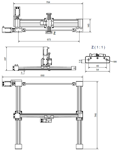 Pórtico de 2 eixos em linha
