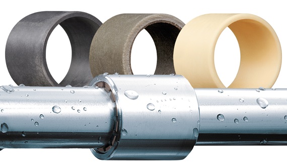 Guia linear molhada e casquilhos deslizantes