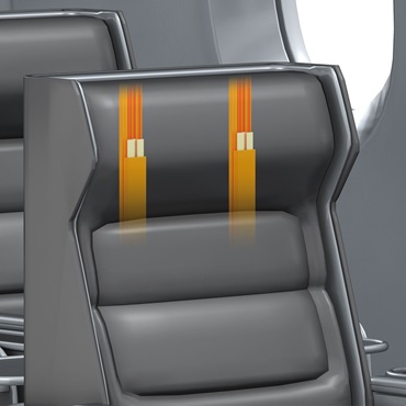 Interior de aviões: guias de perfil drylin em encostos de cabeça