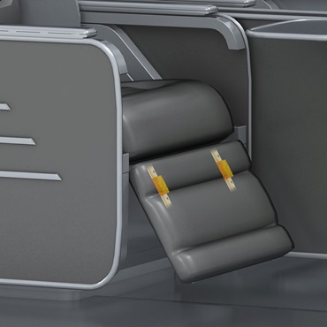 Interior de aviões: guias de perfil drylin em descansos para pernas