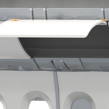 Interior dos aviões: casquilhos deslizantes iglidur nas portas dos compartimentos de bagagem