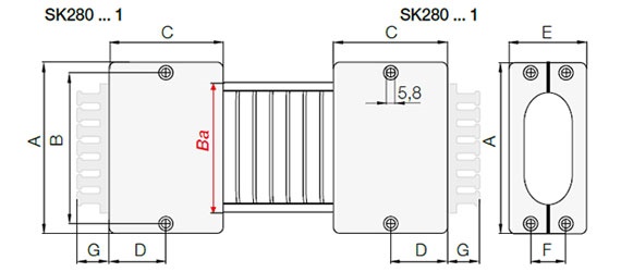 Desenho do terminal de fixação para e-skin SK28