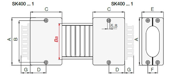 Desenho do terminal de fixação para e-skin SK40