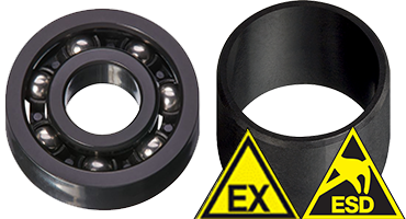 Casquilhos deslizantes, rolamentos de esferas, casquilhos lineares e anéis rotativos deslizantes com proteção ESD