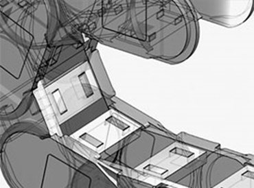 Esboço 3D da calha articulada