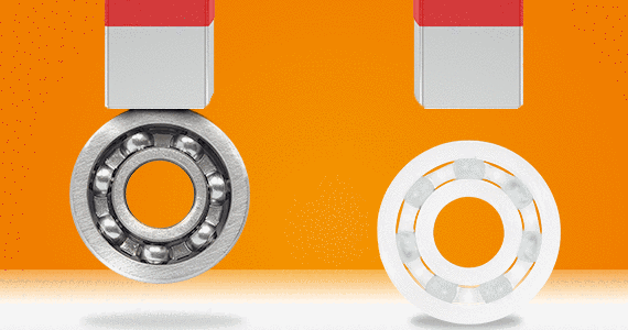 Os rolamentos de esferas em polímero não são magnéticos nem condutores elétricos